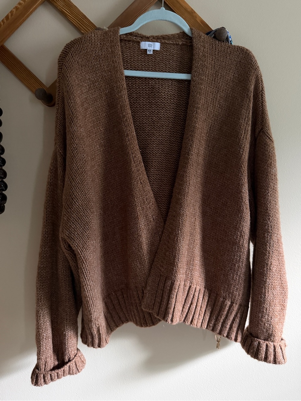 Cozy V-Neck Brown Knit Women's Sweater
